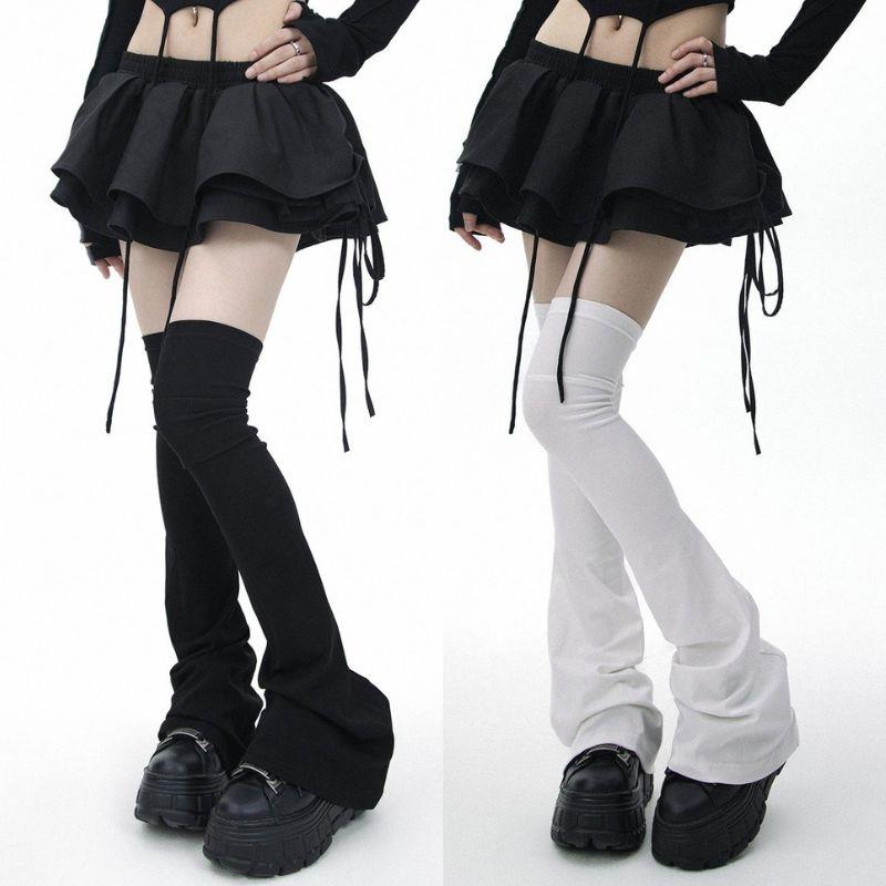 Y2K Leg Stockings Black White  - đánh giá và giá Knee Sleeve Pair