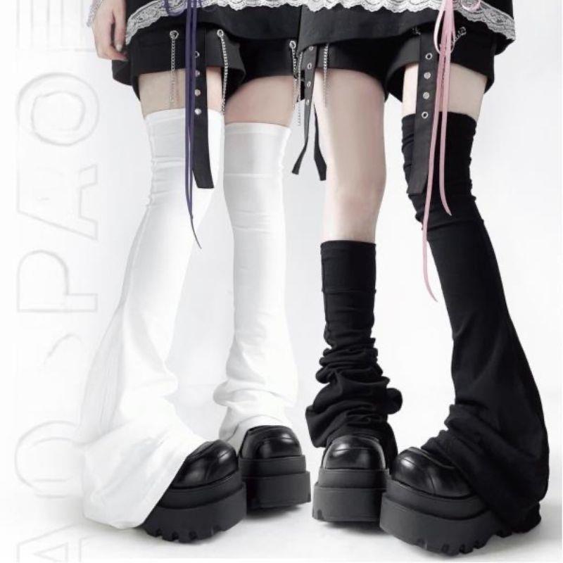 Y2K Leg Stockings Black White  - đánh giá và giá Knee Sleeve Pair